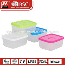 Прозрачный контейнер для пищи с красочными крышкой, пластмассовые изделия